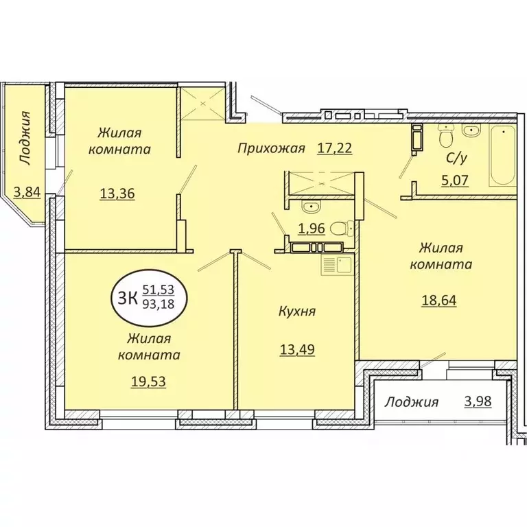 3-к кв. Новосибирская область, Новосибирск  (93.18 м) - Фото 0