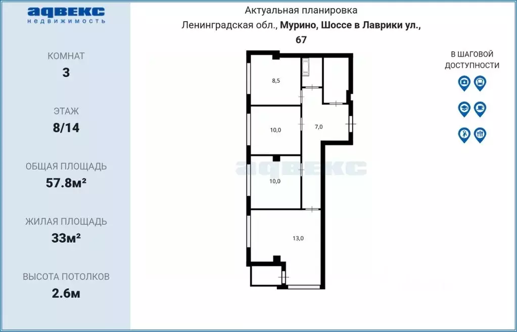 3-к кв. Ленинградская область, Мурино Всеволожский район, ул. Шоссе в ... - Фото 2