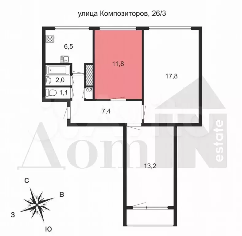 Комната 11 м в 3-к., 1/12 эт. - Фото 0