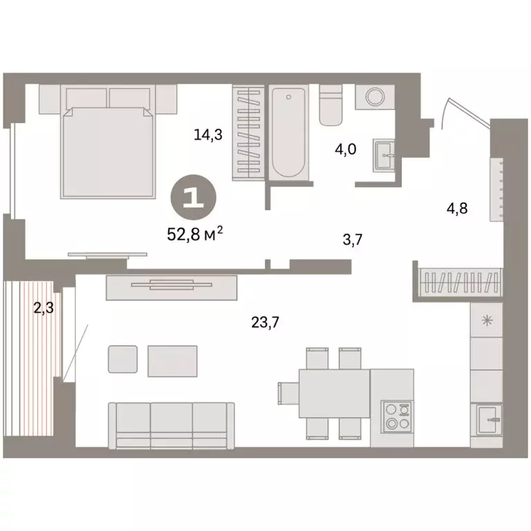 1-комнатная квартира: Екатеринбург, жилой район Сортировочный, ... - Фото 2