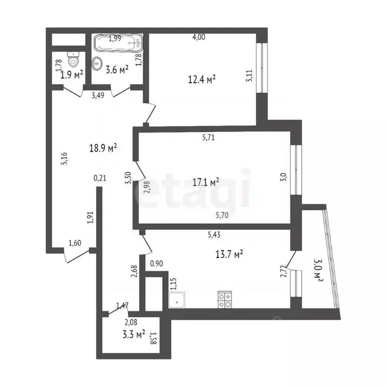 2-к кв. Санкт-Петербург пос. Шушары, ул. Окуловская, 7К1 (70.9 м) - Фото 1