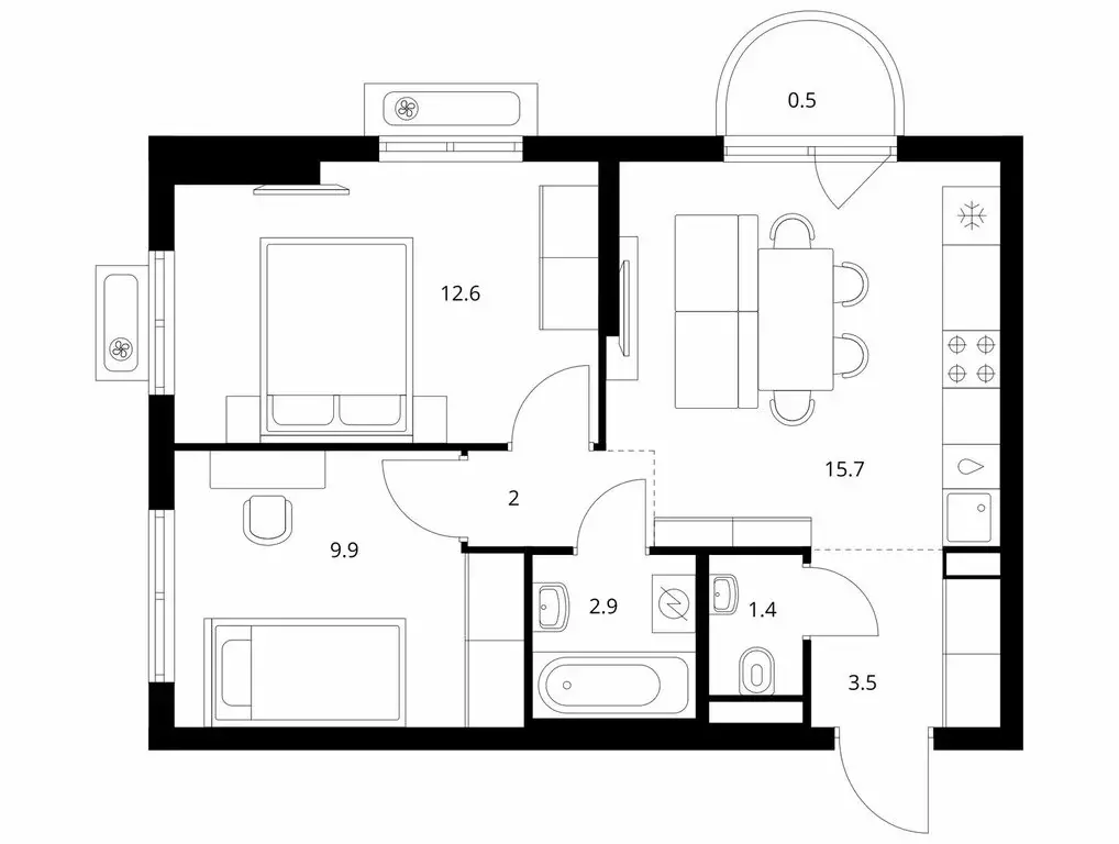 2-комнатная квартира: посёлок городского типа Боброво, ЖК Восточное ... - Фото 1