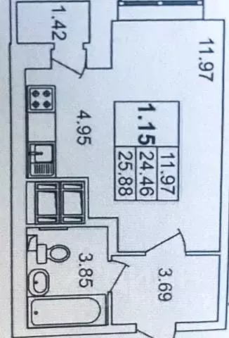 Студия Санкт-Петербург ул. Русановская, 18к3 (24.5 м) - Фото 2