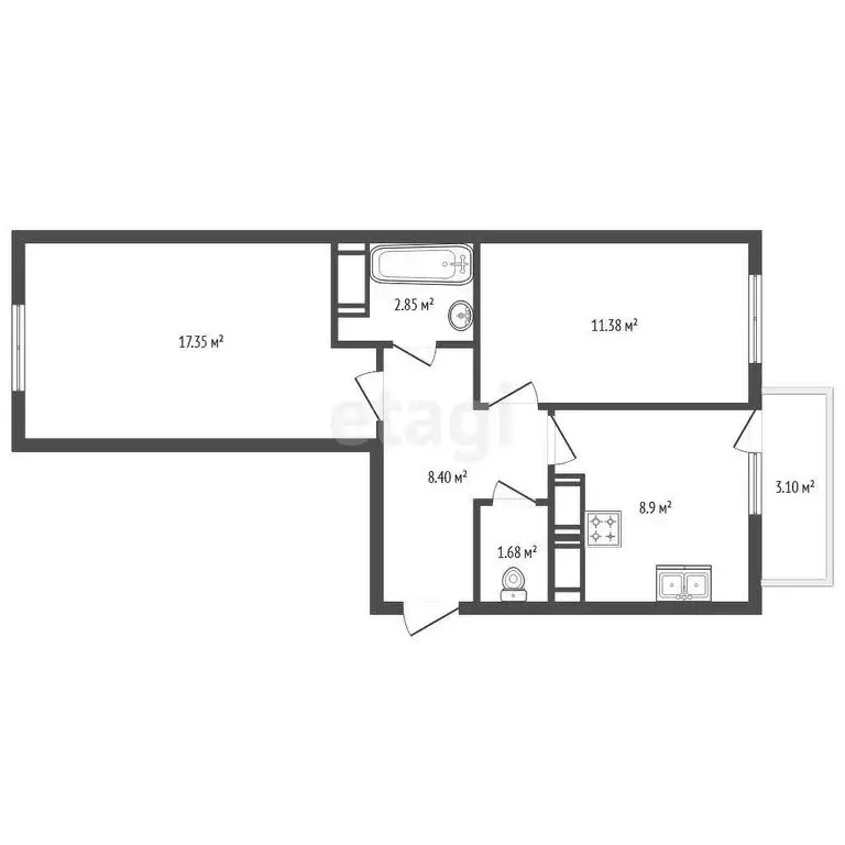 2-комнатная квартира: Ярославль, Брагинская улица, 18к4 (52 м) - Фото 0