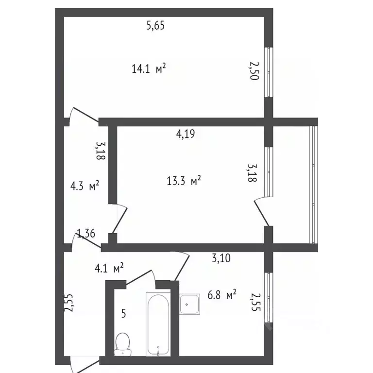 2-к кв. Амурская область, Благовещенск Институтская ул., 2 (53.0 м) - Фото 1
