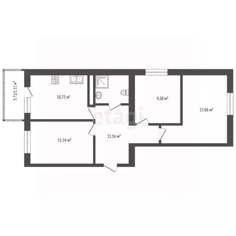 2-к кв. Ростовская область, Аксай ул. Речников, 16к1 (62.8 м) - Фото 2