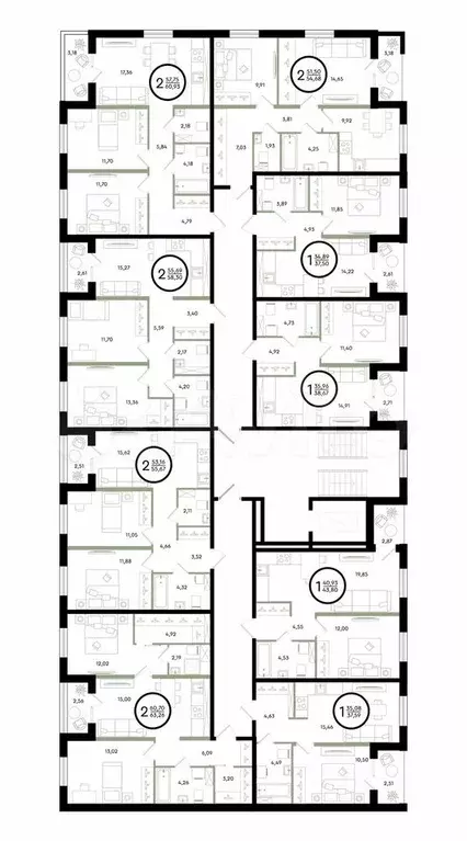 2-к. квартира, 55,7 м, 2/4 эт. - Фото 0