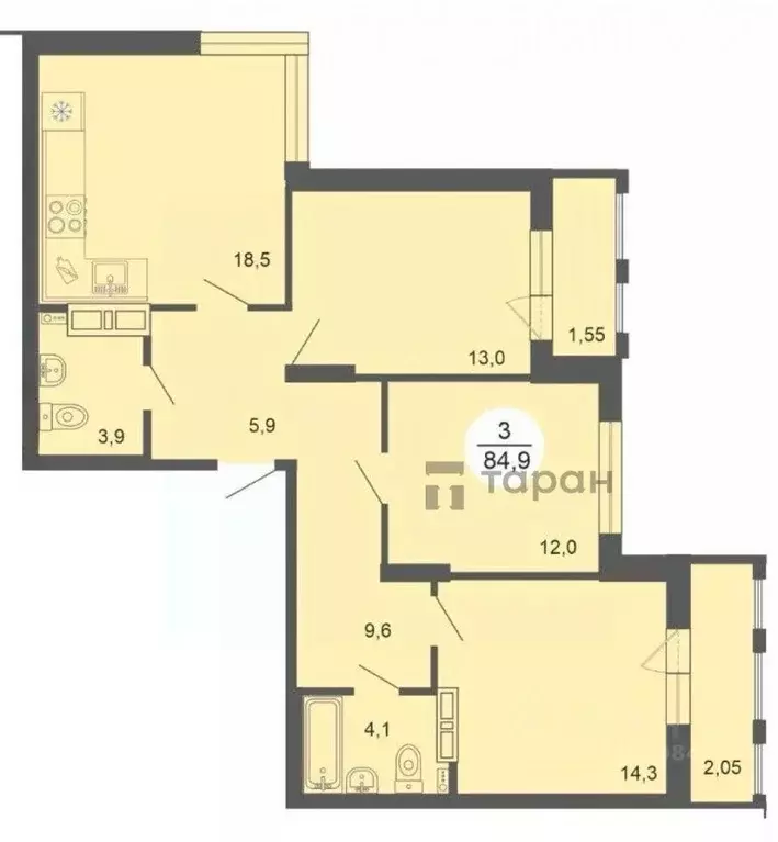 3-к кв. Челябинская область, Челябинск Университетская Набережная ул., ... - Фото 0