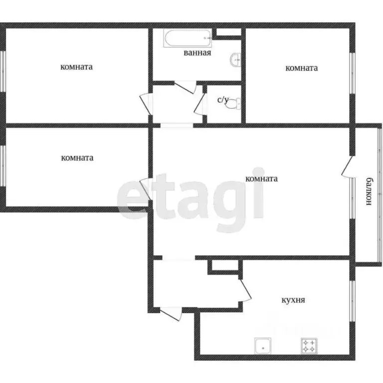 4-к кв. Красноярский край, Красноярск Взлетка мкр, ул. Батурина, 19 ... - Фото 2