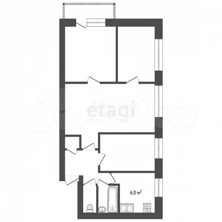 4-к. квартира, 61,1 м, 5/5 эт. - Фото 0