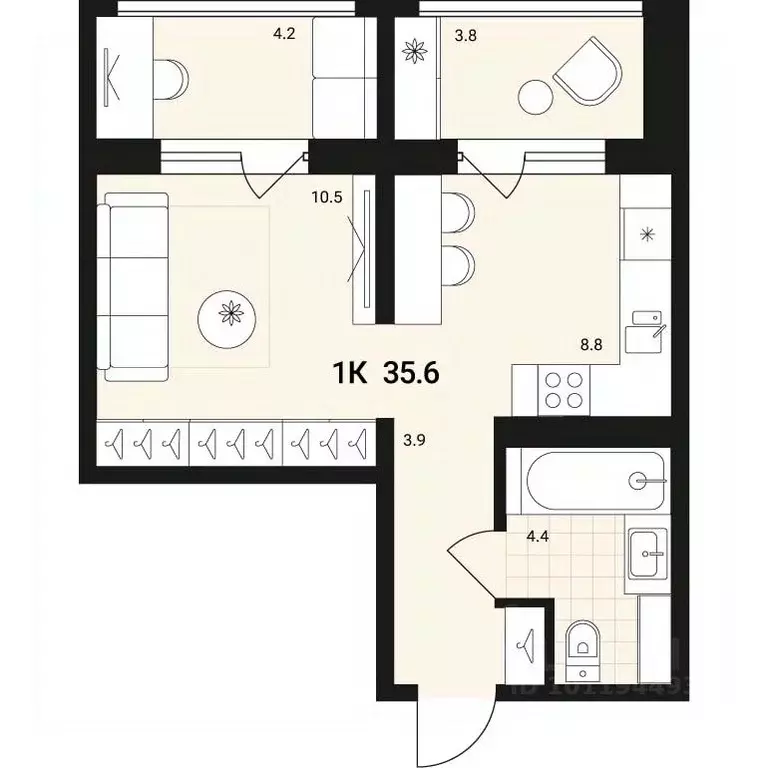 1-к кв. Новосибирская область, Обь Геодезия мкр,  (35.6 м) - Фото 0