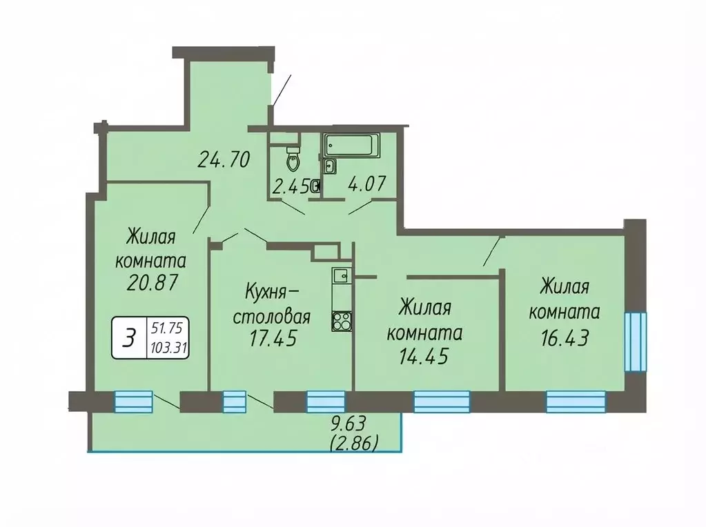 3-к кв. Чувашия, Новочебоксарск ул. 10-й Пятилетки, 80 (103.3 м) - Фото 1