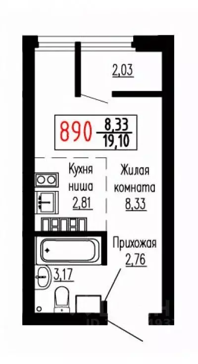 Студия Свердловская область, Екатеринбург ул. Лыжников, 3 (19.1 м) - Фото 1