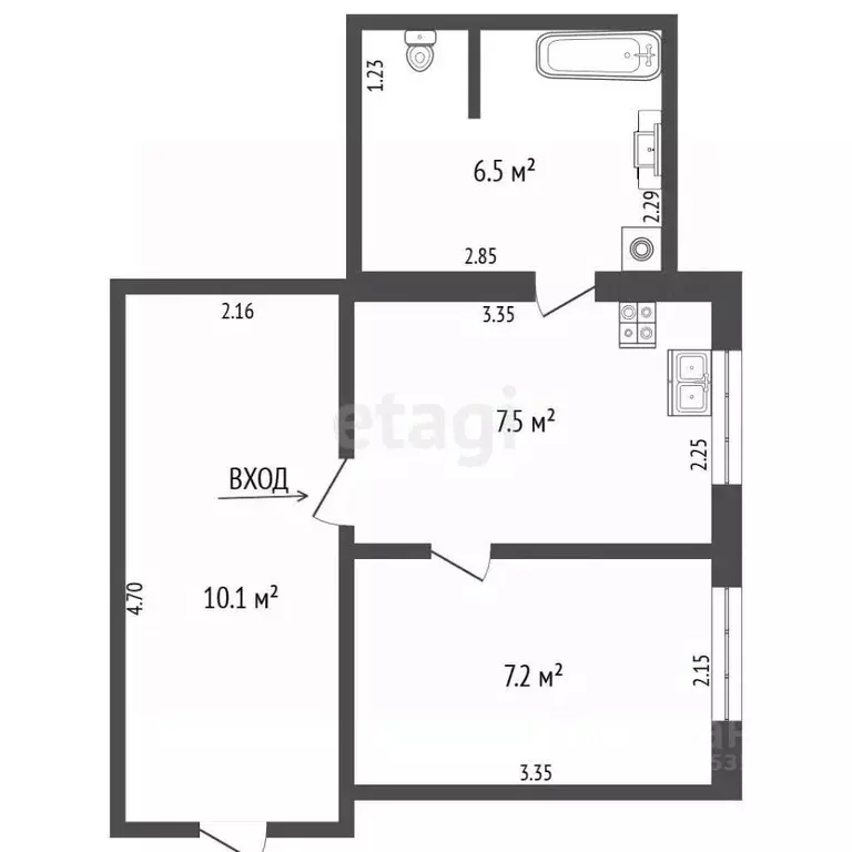 1-к кв. Алтайский край, Барнаул Парковая ул., 8А (31.3 м) - Фото 1