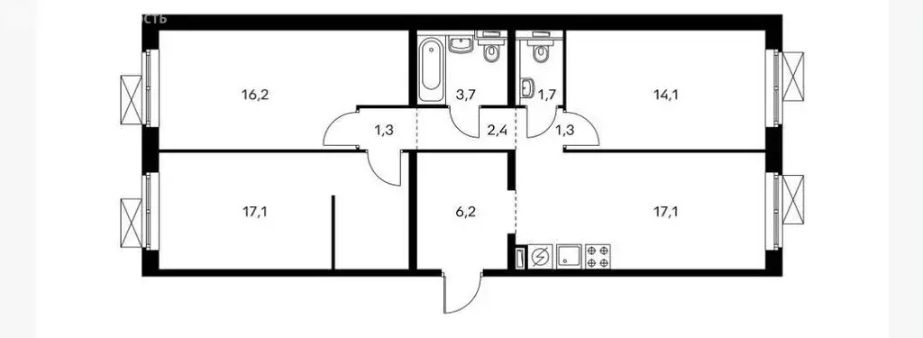 3-комнатная квартира: Люберцы, Весенняя улица, 8 (80 м) - Фото 1