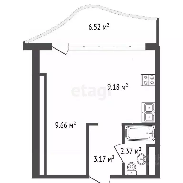 Студия Крым, Ялта ул. Таврическая, 14 (30.9 м) - Фото 1