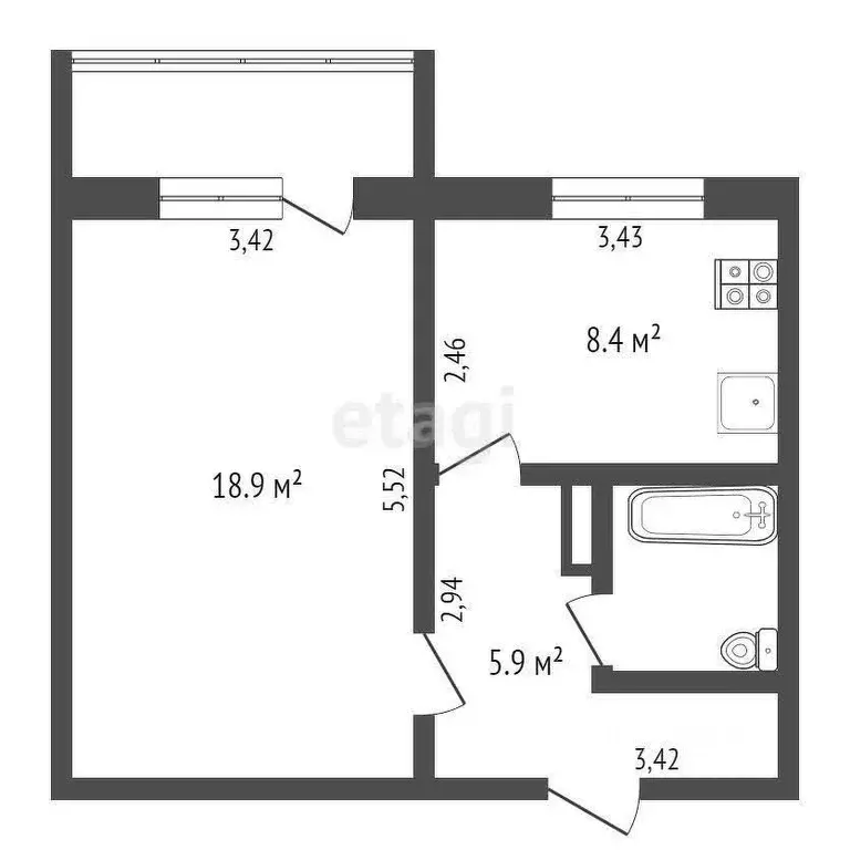 1-к кв. Новосибирская область, Новосибирск ул. Титова, 257/1 (36.7 м) - Фото 1