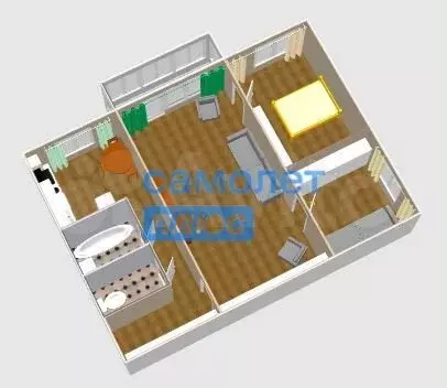 3-к. квартира, 48,5 м, 2/5 эт. - Фото 1