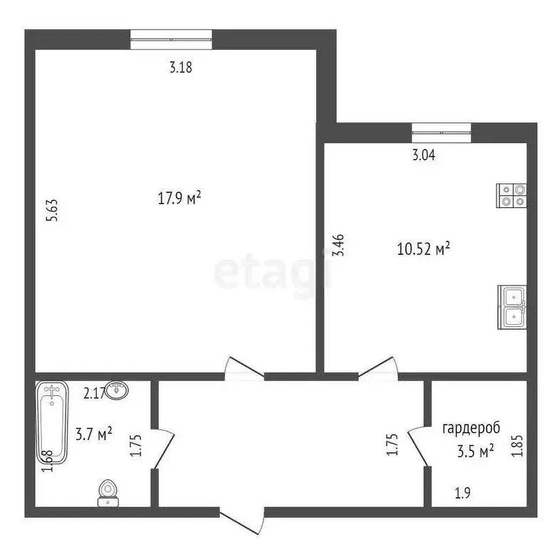 1-комнатная квартира: Севастополь, улица Челнокова, 17к2Б (38.9 м) - Фото 0