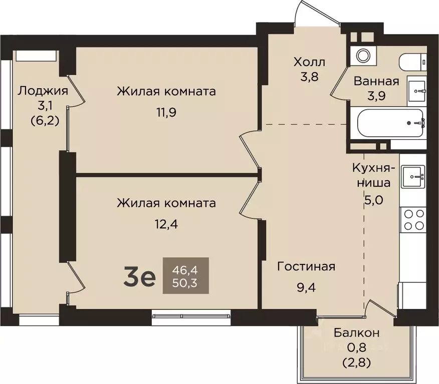 3-к кв. Пермский край, Пермь ул. Капитана Гастелло, 21 (50.3 м) - Фото 1