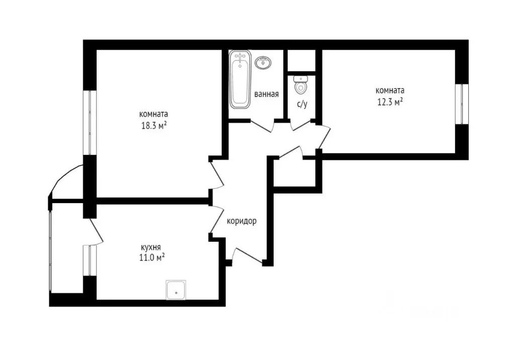 2-к кв. Москва ул. Генерала Кузнецова, 19К1 (53.0 м) - Фото 1