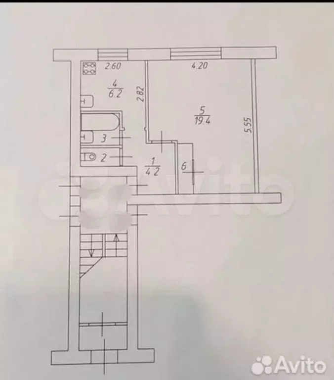 1-к. квартира, 34,1 м, 1/5 эт. - Фото 0