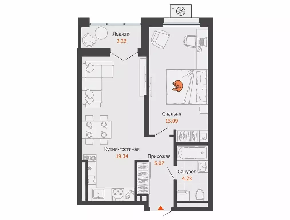 1-комнатная квартира: Ижевск, улица Холмогорова, 121 (45 м) - Фото 1