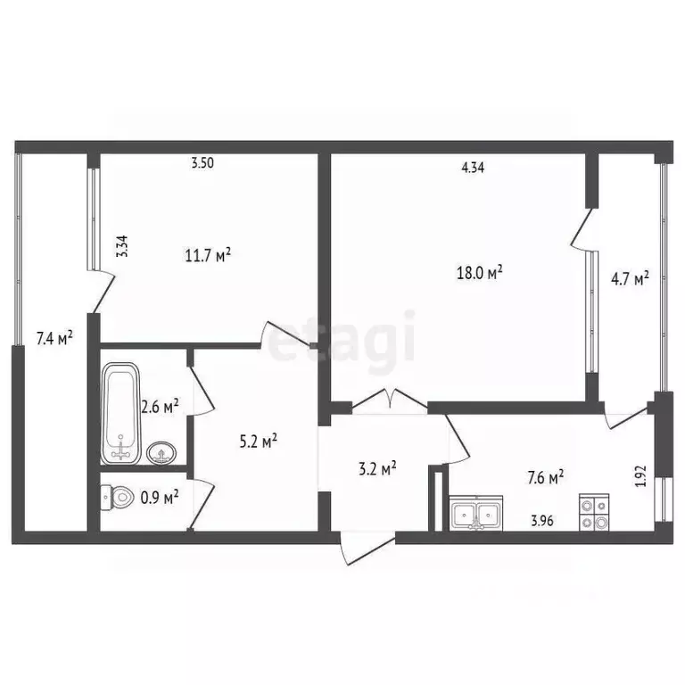 2-к кв. Севастополь ул. Колобова, 19 (55.3 м) - Фото 2