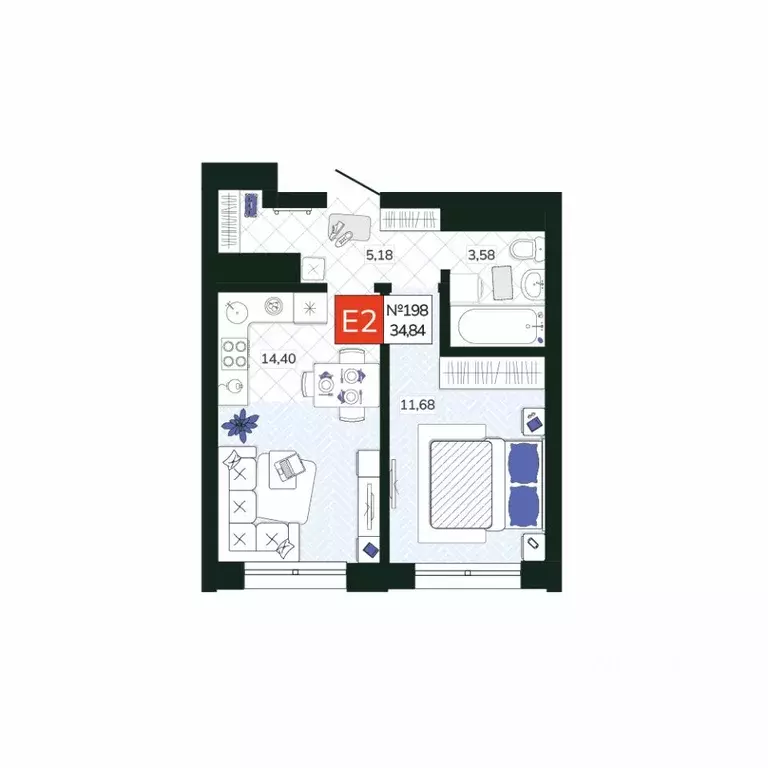 1-к кв. Тульская область, Тула Мясново мкр, Желания жилой комплекс ... - Фото 1