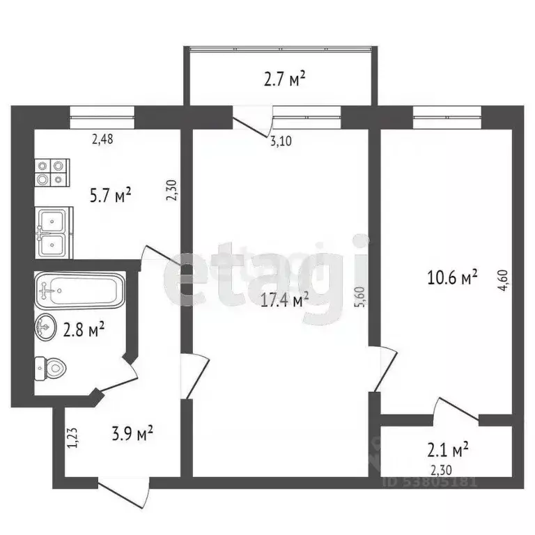 2-к кв. Ростовская область, Ростов-на-Дону ул. Еременко, 98 (44.0 м) - Фото 1