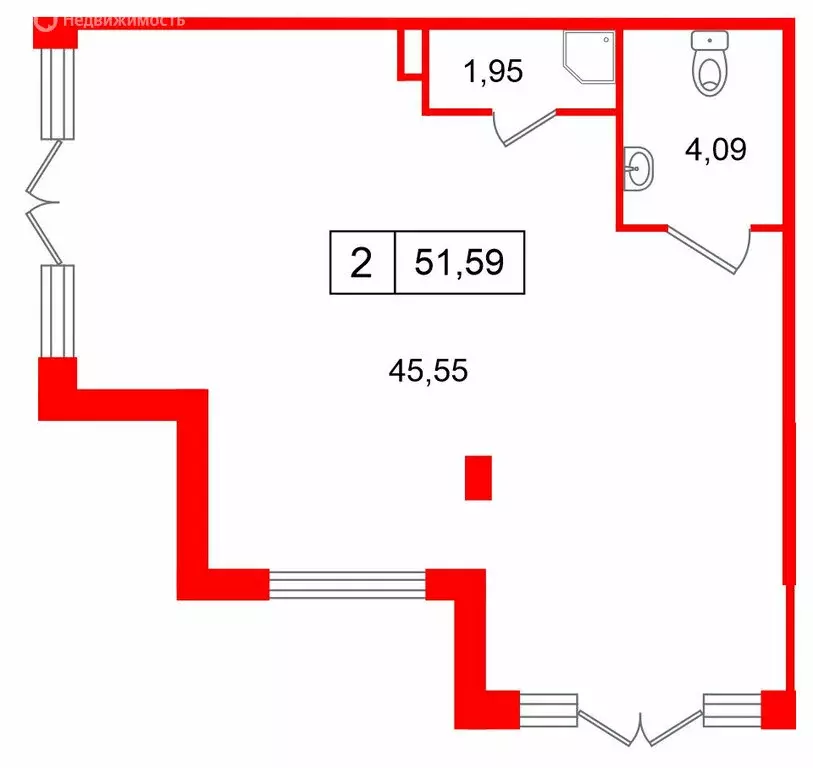Помещение свободного назначения (51.59 м) - Фото 2