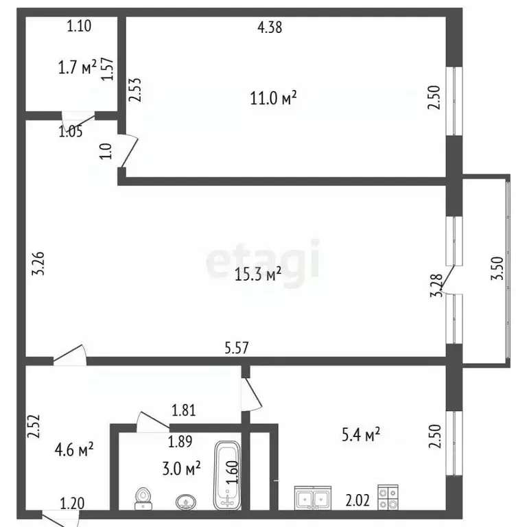 2-к кв. Нижегородская область, Нижний Новгород ул. Энгельса, 12 (45.0 ... - Фото 2