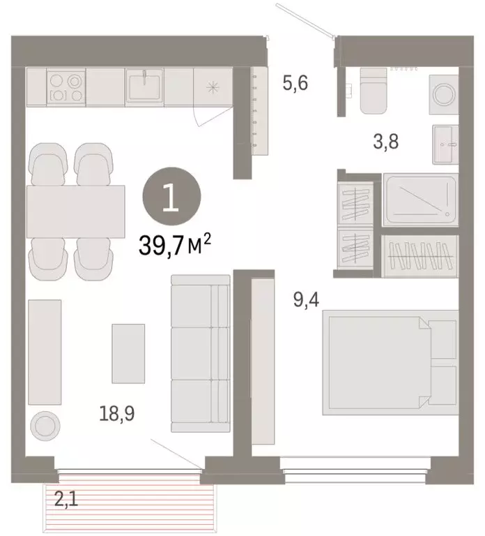 1-комнатная квартира: Екатеринбург, микрорайон Академический, 19-й ... - Фото 1