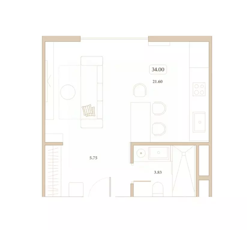 Студия Краснодарский край, Анапа ул. Толстого, 26 (34.0 м) - Фото 0