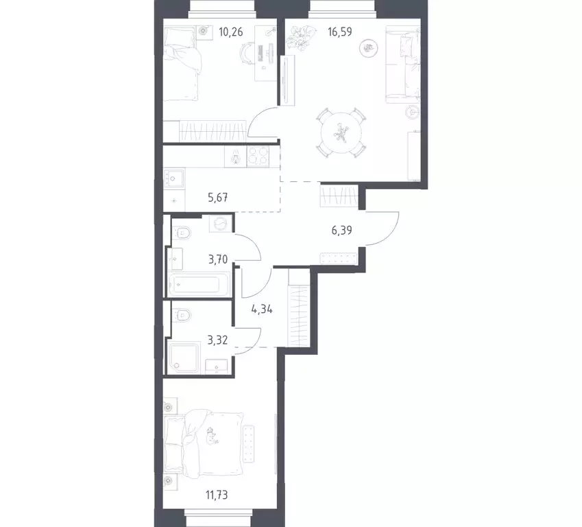 2-комнатная квартира: посёлок городского типа Заречье, ЖК Заречье ... - Фото 1