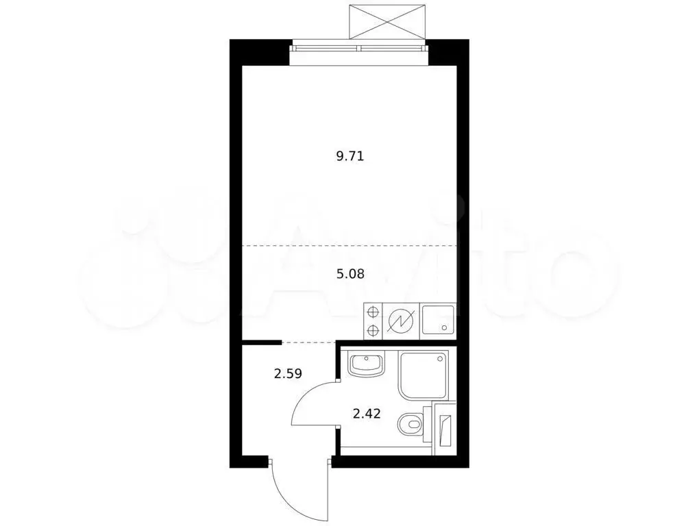 Квартира-студия, 19,8 м, 9/9 эт. - Фото 0