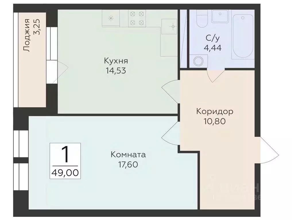 1-к кв. Воронежская область, Воронеж ул. Матросова (49.0 м) - Фото 0