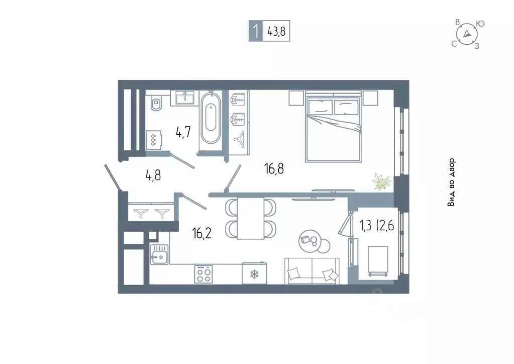 1-к кв. Башкортостан, Уфа Глумилино жилрайон, Аурум жилой комплекс ... - Фото 0