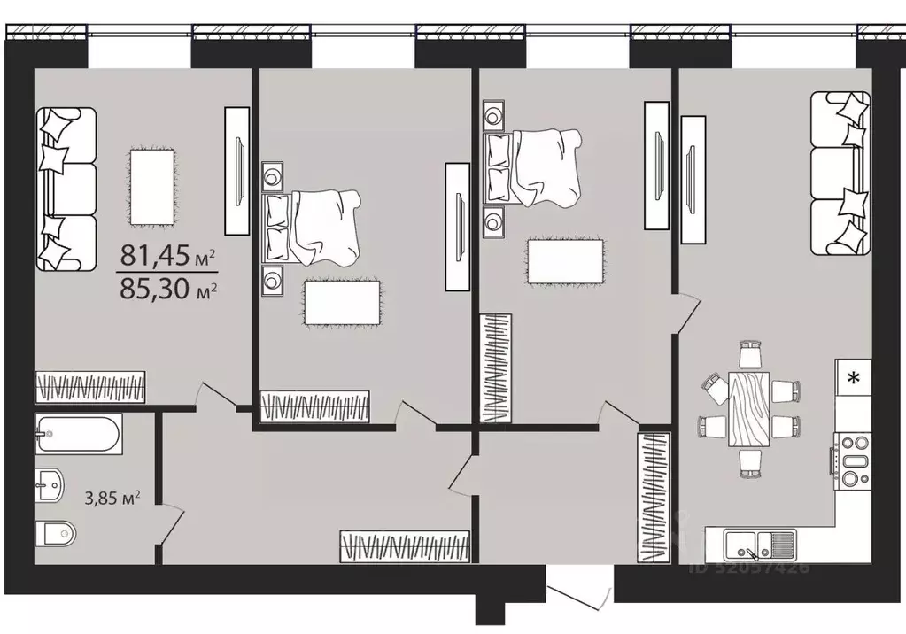 3-к кв. Ульяновская область, Ульяновск ул. Тимирязева, 48А (85.6 м) - Фото 1