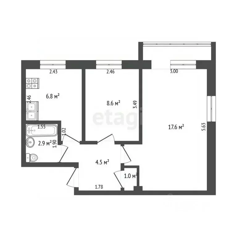 2-к кв. Самарская область, Самара Партизанская ул., 185 (43.1 м) - Фото 2