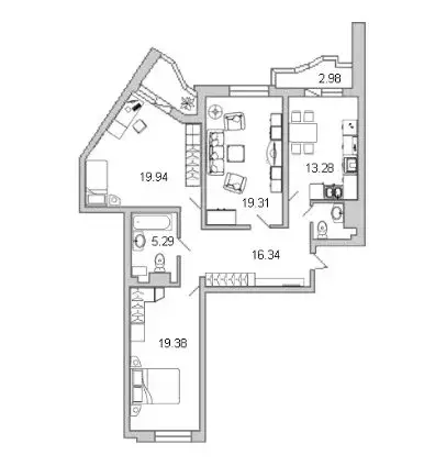 3-комнатная квартира: Санкт-Петербург, проспект Просвещения, 43 (99 м) - Фото 2