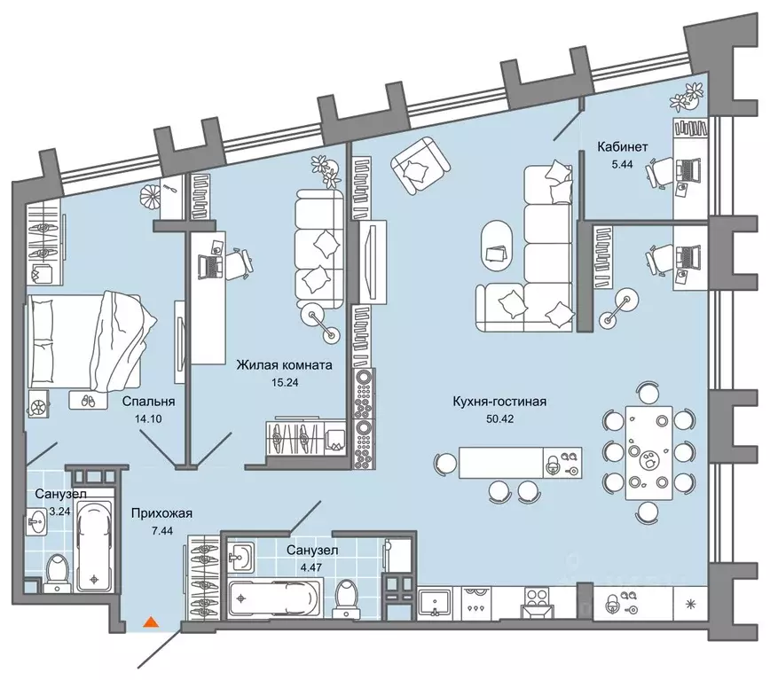 Студия Пермский край, Пермь ул. Дзержинского, 29Б (97.0 м) - Фото 2