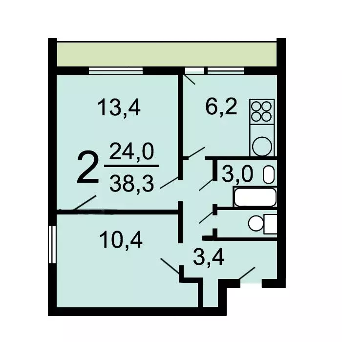 2-комнатная квартира: Москва, Донбасская улица, 5 (40.2 м) - Фото 1