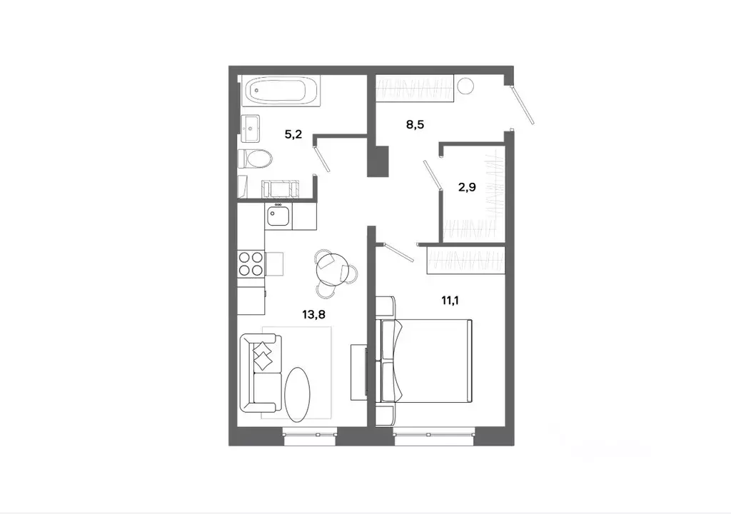 1-к кв. Ханты-Мансийский АО, Сургут 30А мкр,  (41.5 м) - Фото 0