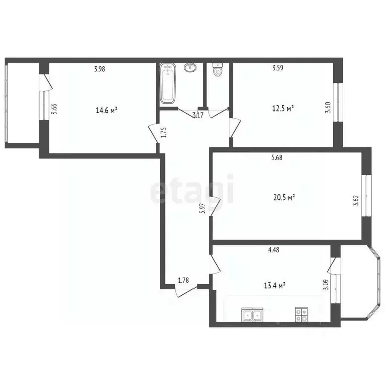 3-к кв. Московская область, Коломна Окский просп., 3Б (83.3 м) - Фото 2