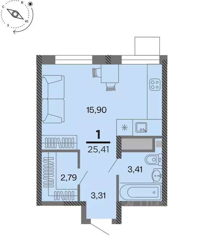 1-к кв. Рязанская область, Рязань Метропарк тер., Метропарк жилой ... - Фото 1