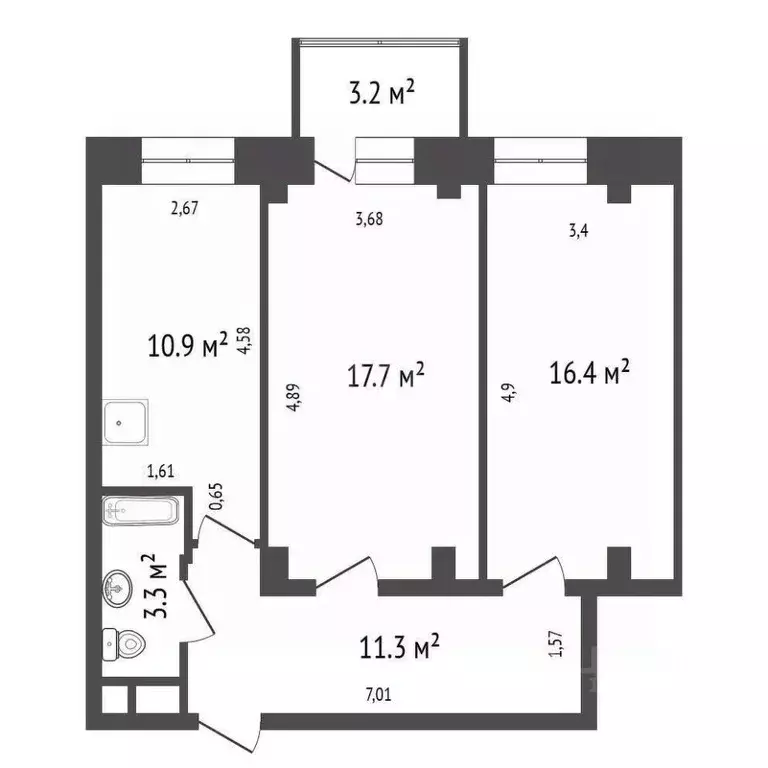 2-к кв. Красноярский край, Красноярск Северное ш., 48 (59.6 м) - Фото 2