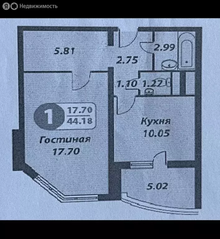 1-комнатная квартира: Москва, Большая Очаковская улица, 3 (45 м) - Фото 1