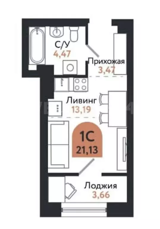 Квартира-студия: Томск, проспект Ленина, 206В (24.8 м) - Фото 0