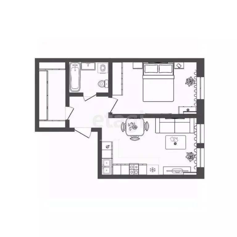 1-к кв. Тюменская область, Тюмень Полевая ул., 117к2 (33.7 м) - Фото 1